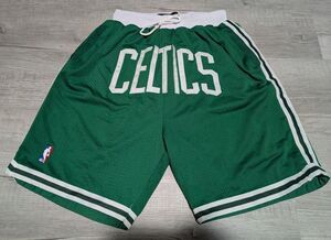 Boston Celtics Just Don Basketball Shorts USA Made NBA Mesh Mens Sz XL Green
